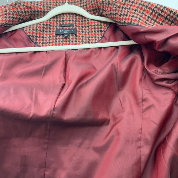 Talbots 20W Aberdeen Blazer Houndstooth Wool Bl Burgundy Old Money Classic - Picture 11 of 14
